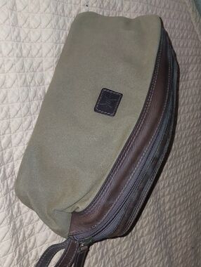 Source Unknown Olive Canvas and Brown Leather Belt Bag